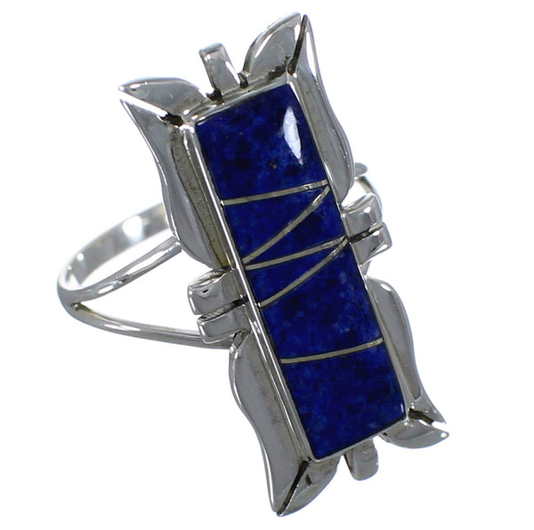 Southwest Sterling Silver And Lapis Ring Size 8-1/4 EX44302