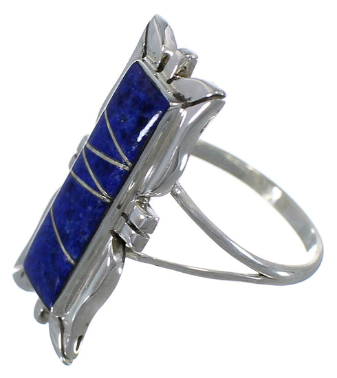 Genuine Sterling Silver Lapis Inlay Ring Size 5-3/4 EX44293