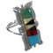 Southwestern Multicolor Inlay Silver Ring Size 6-1/4 EX44309