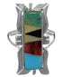Multicolor Inlay Southwestern Silver Ring Size 4-3/4 EX44310