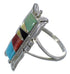 Sterling Silver And Multicolor Inlay Ring Size 6-1/4 EX44317