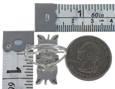 Genuine Sterling Silver Multicolor Inlay Ring Size 7-1/4 EX44316