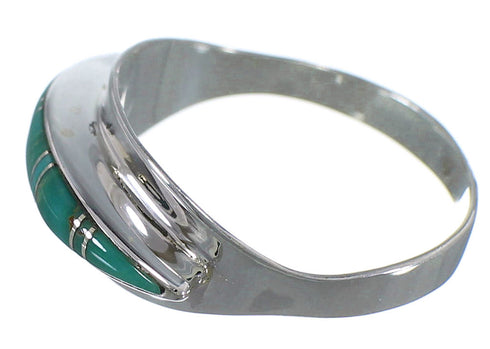 Southwestern Turquoise Silver Ring Size 8-1/4 YX89626