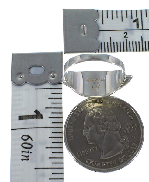 Turquoise Inlay Sterling Silver Ring Size 8-1/4 EX44917