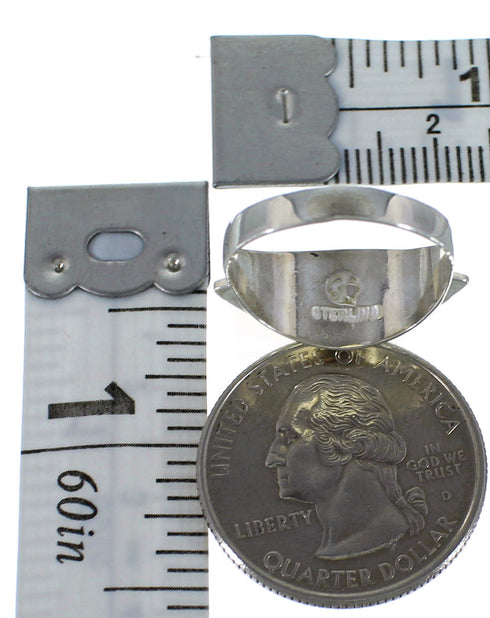 Southwestern Genuine Sterling Silver Turquoise Ring Size 8-1/4 QX86397