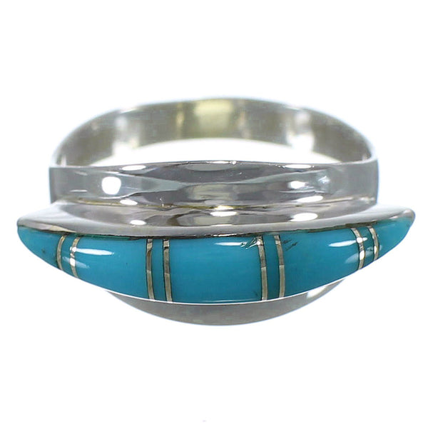 Genuine Sterling Silver And Turquoise Ring Size 7-1/4 EX44928