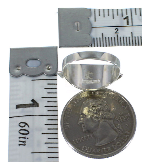 Genuine Sterling Silver And Turquoise Ring Size 7-1/4 EX44928