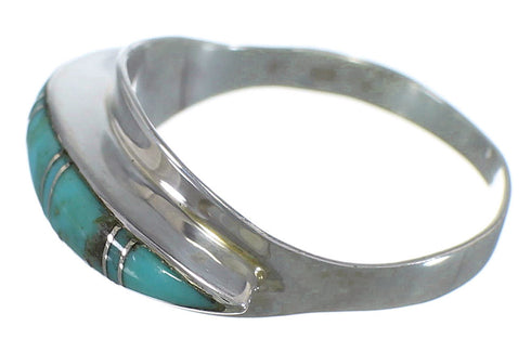 Turquoise Southwestern Silver Ring Size 7-3/4 EX44931