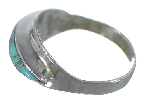 Turquoise Inlay Southwest Silver Ring Size 6-3/4 EX44996