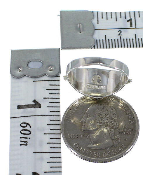 Turquoise Inlay Southwest Silver Ring Size 6-3/4 EX44996