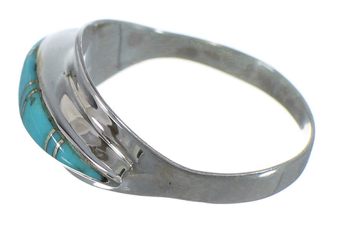Authentic Sterling Silver Southwest Turquoise Ring Size 8-3/4 QX86310