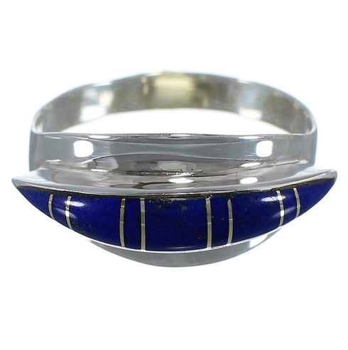 Lapis Inlay And Silver Southwest Ring Size 7-1/4 EX45035