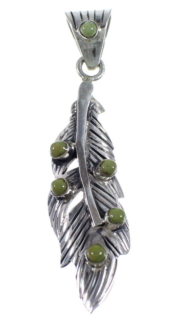 Turquoise Jewelry Silver Feather Pendant PX42949