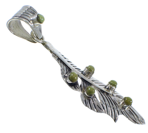 Turquoise Jewelry Silver Feather Pendant PX42949