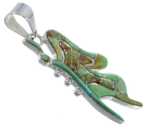 Turquoise Inlay Sterling Silver Butterfly Jewelry Pendant PX43010