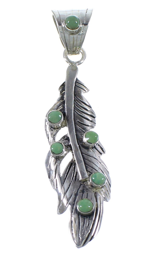 Southwest Silver And Turquoise Feather Pendant CX46608