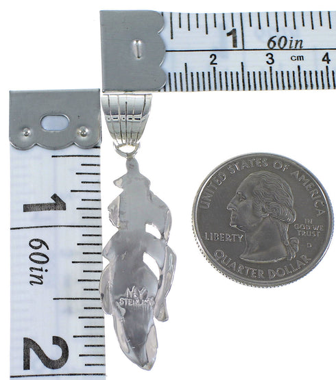 Southwest Silver And Turquoise Feather Pendant CX46608