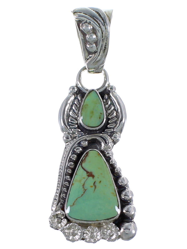 Southwestern Turquoise Flower Sterling Silver Pendant CX46672