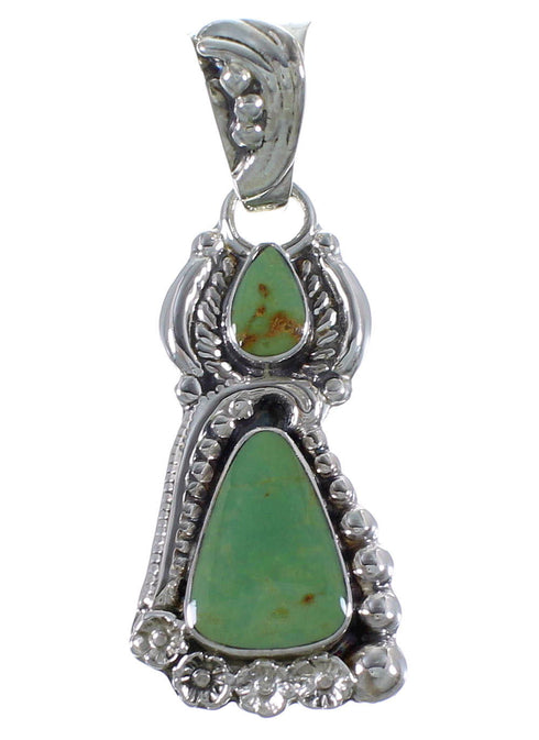 Genuine Sterling Silver Flower Turquoise Southwest Pendant CX46675
