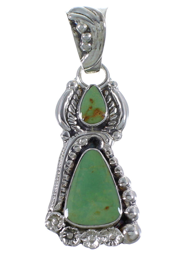 Genuine Sterling Silver Flower Turquoise Southwest Pendant CX46675