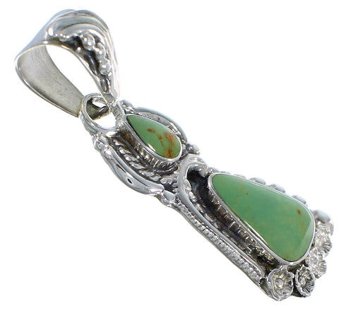 Genuine Sterling Silver Flower Turquoise Southwest Pendant CX46675