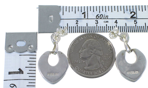 Southwest Turquoise Sterling Silver Post Dangle Earrings CX45083