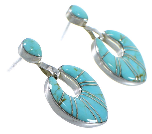 Turquoise Inlay Sterling Silver Earrings CX45085