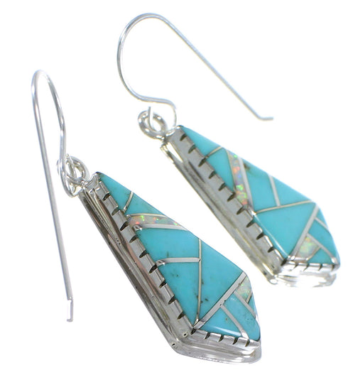 Southwest Silver Turquoise Opal Inlay Earrings CX45342