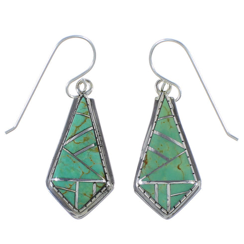 Turquoise Inlay Genuine Sterling Silver Earrings CX45344