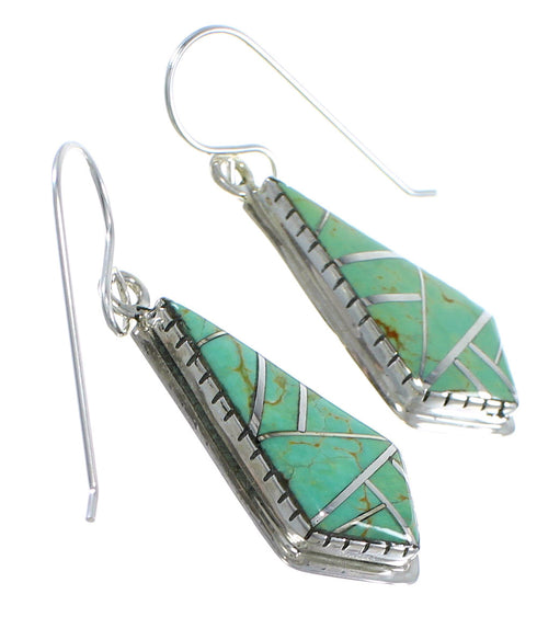 Turquoise Inlay Genuine Sterling Silver Earrings CX45344