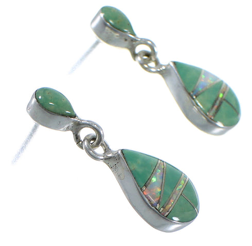 Turquoise And Opal Inlay Silver Earrings CX45469
