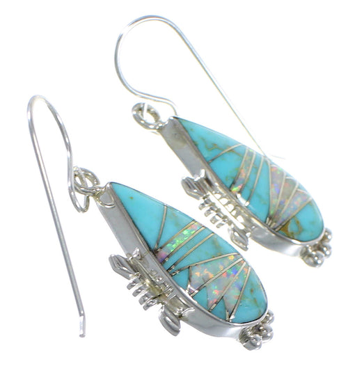 Turquoise Opal Southwestern Silver Hook Earrings CX45508