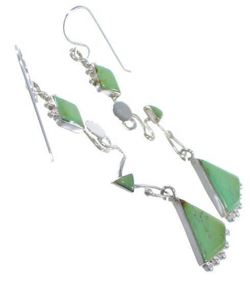 Genuine Sterling Silver Turquoise Inlay Hook Dangle Earrings CX46915