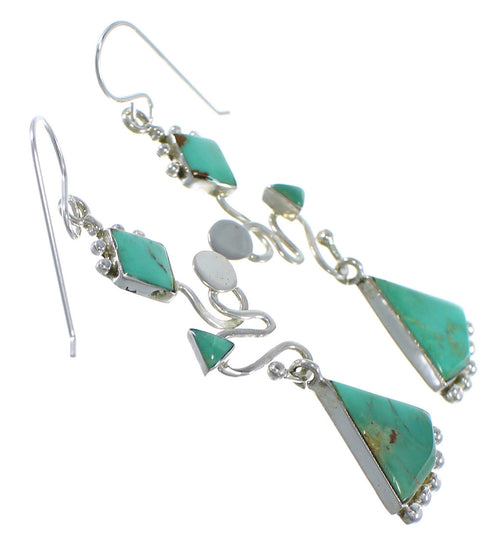 Southwest Silver And Turquoise Hook Dangle Earrings CX46916