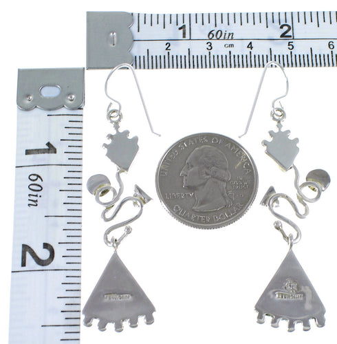 Southwest Silver And Turquoise Hook Dangle Earrings CX46916