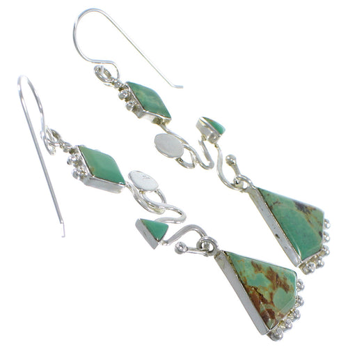 Turquoise And Silver Southwestern Hook Earrings CX46918
