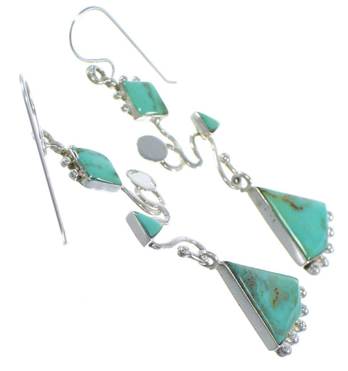 Genuine Sterling Silver Hook Dangle Earrings Turquoise Jewelry CX46928