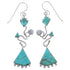 Genuine Sterling Silver Turquoise Inlay Hook Dangle Earrings CX46934