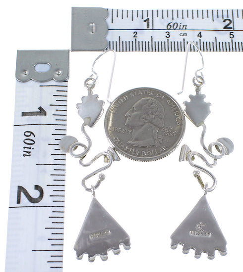 Genuine Sterling Silver Turquoise Inlay Hook Dangle Earrings CX46934