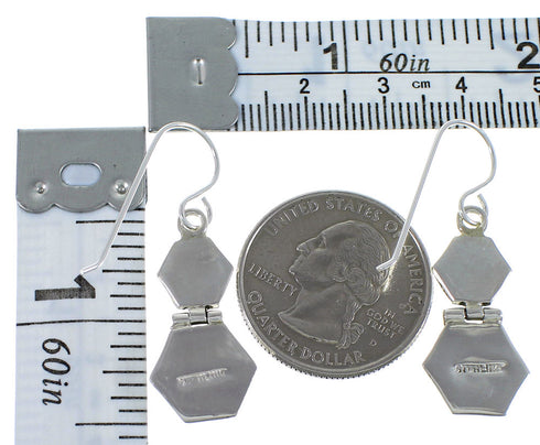 Turquoise Inlay Sterling Silver Jewelry Hook Dangle Earrings CX46950