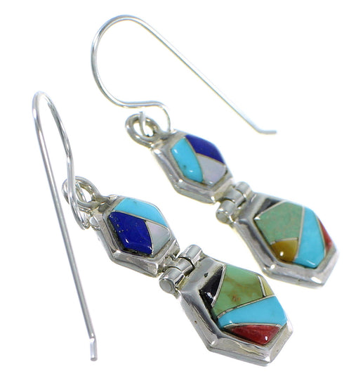 Multicolor Sterling Silver Hook Dangle Earrings CX46955