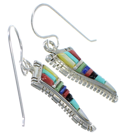 Sterling Silver Multicolor Inlay Jewelry Hook Dangle Earrings CX47051