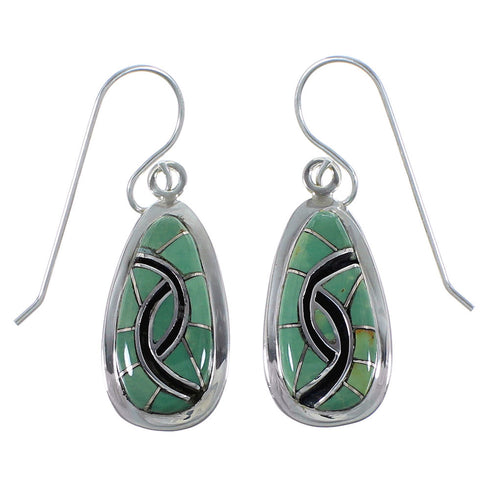 Sterling Silver Turquoise Inlay Jewelry Hook Dangle Earrings CX47054
