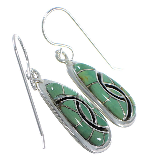 Sterling Silver Turquoise Inlay Jewelry Hook Dangle Earrings CX47054