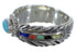 Southwest Silver Feather Multicolor Ring Size 4-3/4 PX43823