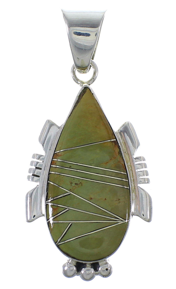 Turquoise Inlay Silver Slide Pendant EX44407