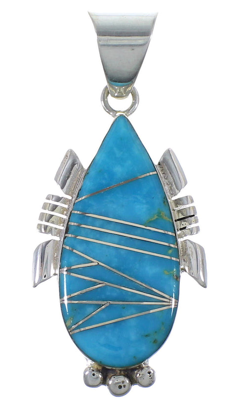 Southwestern Turquoise Inlay Silver Pendant EX44408