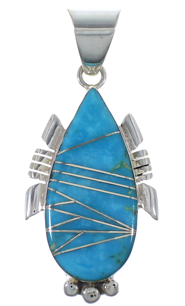 Southwestern Turquoise Inlay Silver Pendant EX44408