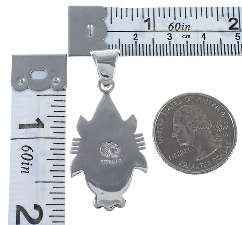 Turquoise Inlay Silver Southwest Pendant EX44421