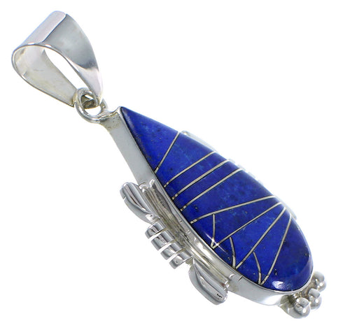 Lapis Inlay Sterling Silver Slide Pendant EX44428